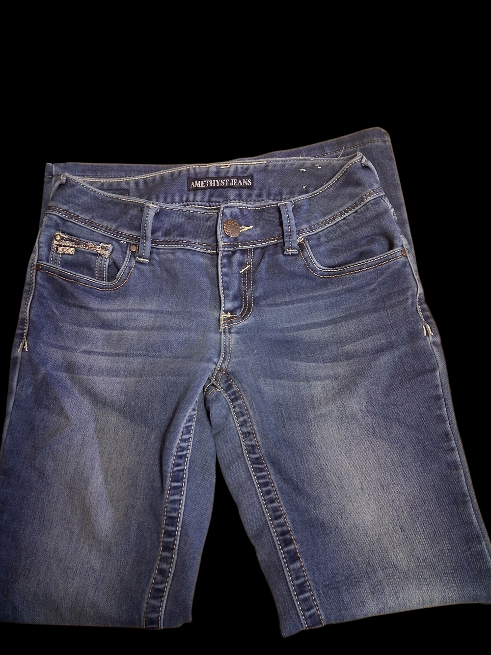 Amethyst Jeans Straight-Leg Mid Wash Denim